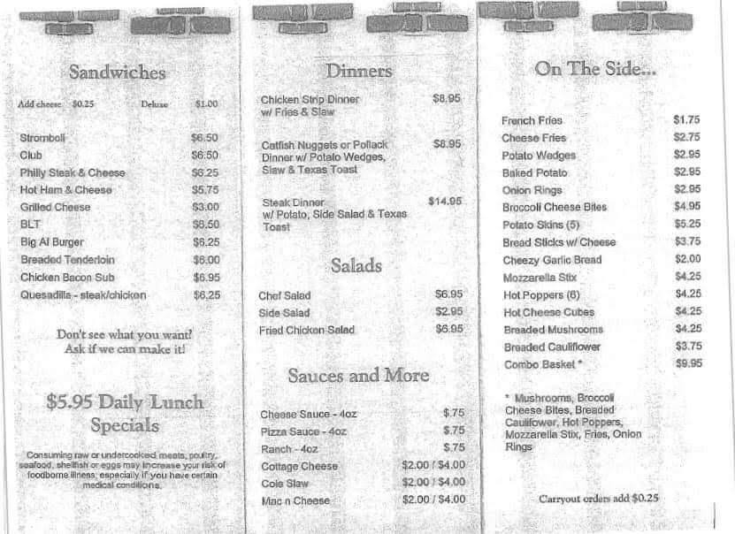 Al's Pub & Pizza Menu image 1