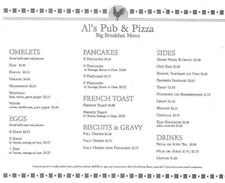 Al's Pub & Pizza Menu image 2