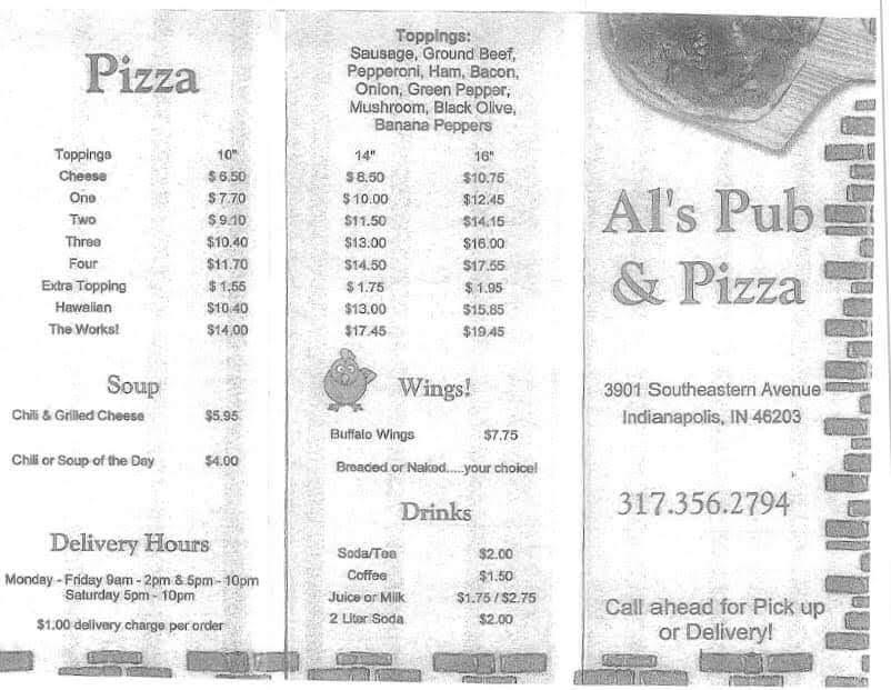 Al's Pub & Pizza Menu image 3